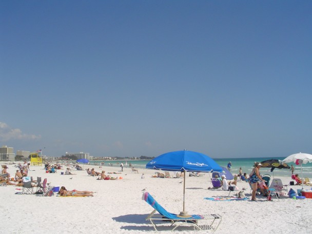 A praia de Siesta Key num fim de semana