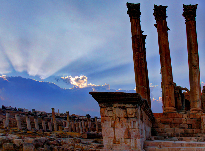 Templo de Artemis com por do sol 