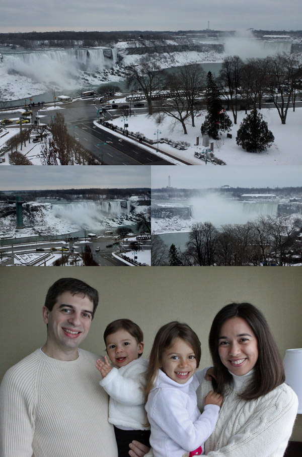 Manhã do dia 31 de dezembro, vista do nosso hotel (Sheraton on the Falls) em Niagara Falls, Canadá