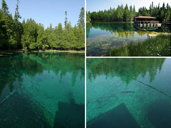 A nascente Kitch-iti-kipi, na Upper Peninsula de Michigan, impressiona com a cor da água