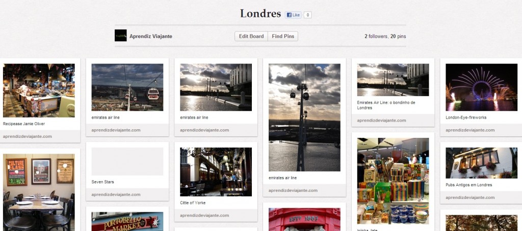 Londres tem um board separado no nosso Pinterest