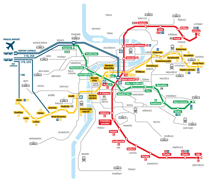 mapa do metro de Praga