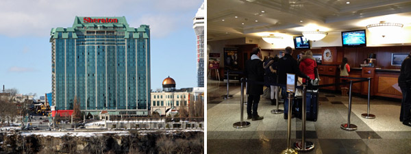 Chegando ao Sheraton on the Falls, em Niagara Falls, Ontario, Canadá