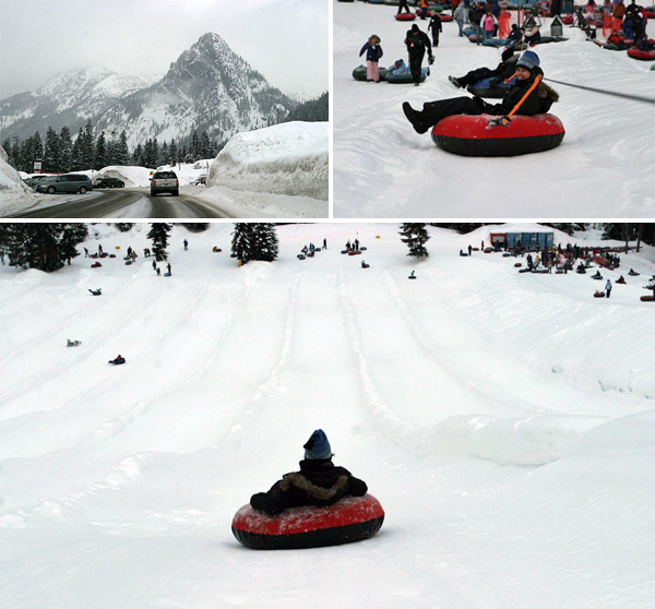 Eu não gosto de esquiar, mas adoro fazer tubing! Aqui na estação de esqui Snoqualmie Pass