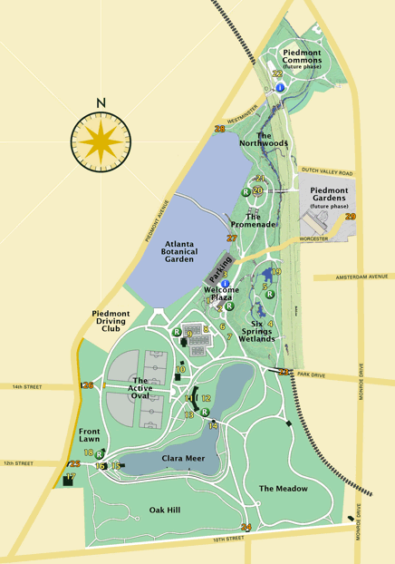 Mapa do Piedmont Park em Atlanta Fonte: Piedmont Park Conservancy