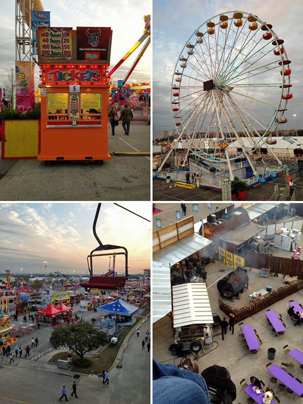 O "Carnival" (parque de diversões) do Rodeio de Houston tem até teleférico