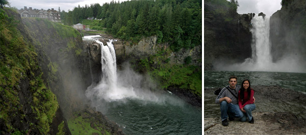 Snoqualmie Falls, com o Salish Lodge no topo