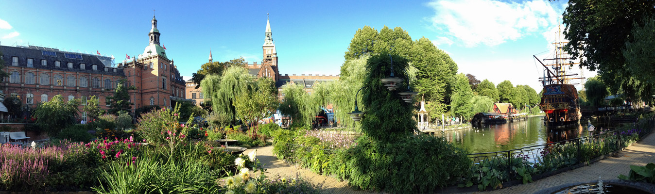 Panorama do Tivoli Lake e jardins