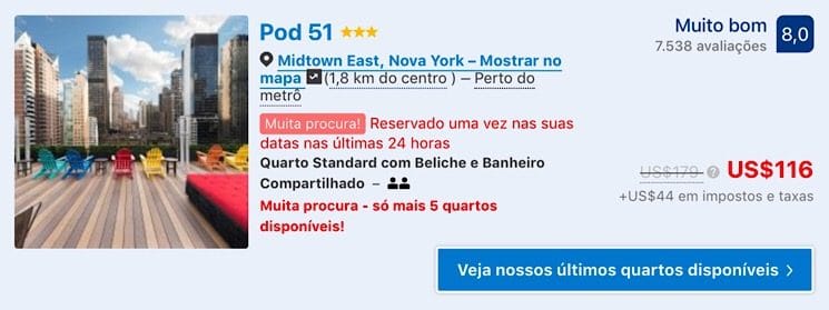 Hotéis por menos de 150 dolares em Nova York