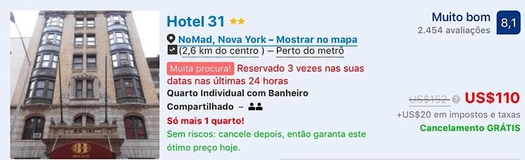 Hotéis por menos de 150 dolares em Nova York 2